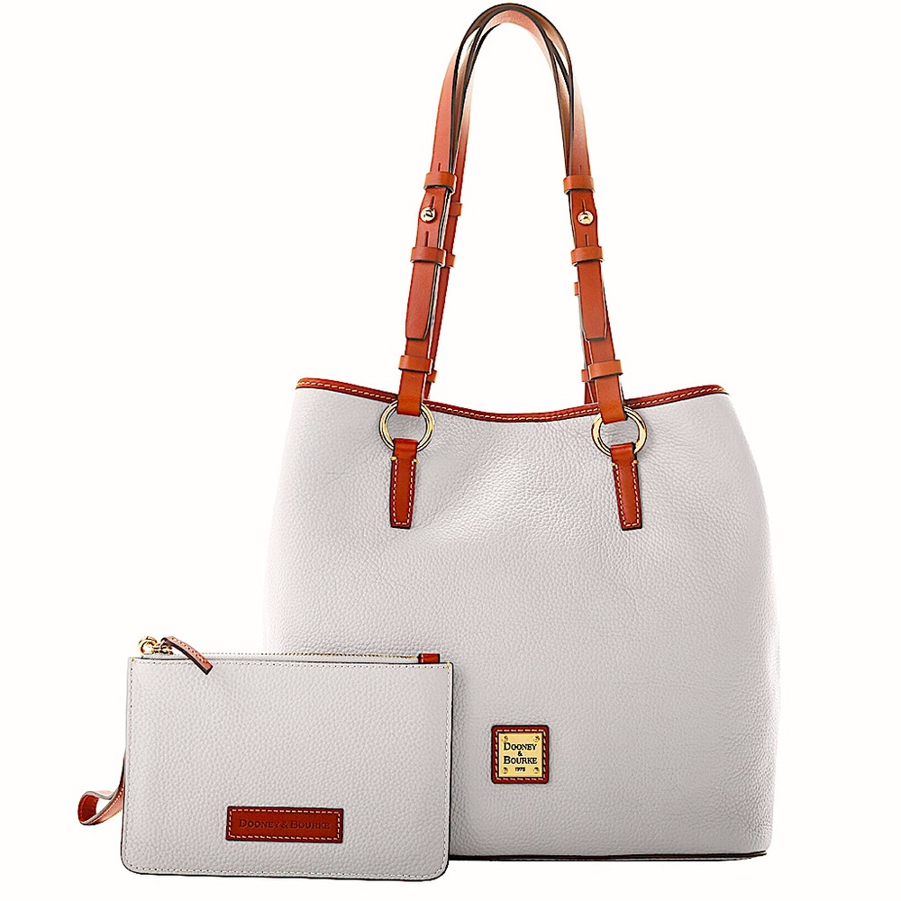 Dooney & Bourke NWT Briana Leather Tote + Matching Pouch Set Pebble Shoulder Bag